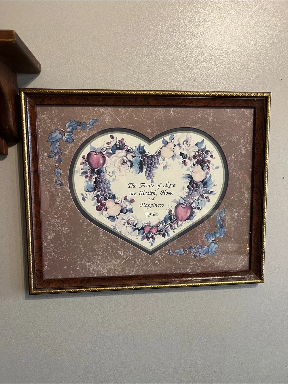 HOME INTERIORS FRUITS OF LOVE PICTURE HEART IVY GRAPES APPLE MAGNOLIA JOY KELSEY